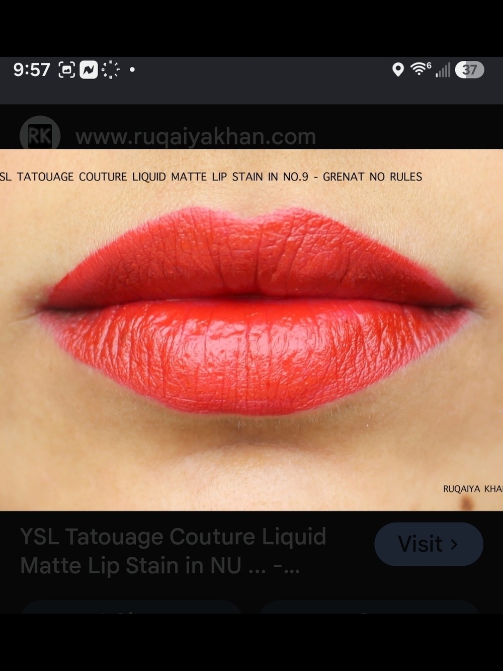 Yves Saint Laurent Rouge Pur Couture Matte Lip Stain - Picture 2 of 8